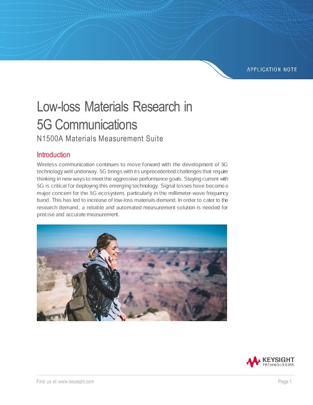 Lowloss Materials Research in 5G Communications PDF Asset Page Keysight